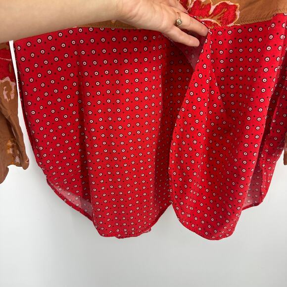 Free people forget me not kimono cardigan size small red floral brunch cover up - Picture 5 of 11